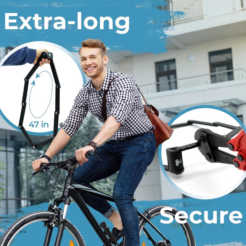 Widder Very Long [47"] Security Folding Lock - Foldable Bicycle Lock with 4 Keys & Frame Mount Bracket, no Rattling - Ideal for Ebike & E Scooter with Key - Image 2